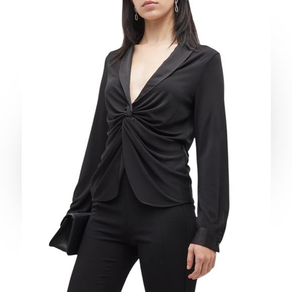 NWOT Donna Karan New York Twist Front Blouse in Black – Sz Small - Picture 1 of 11